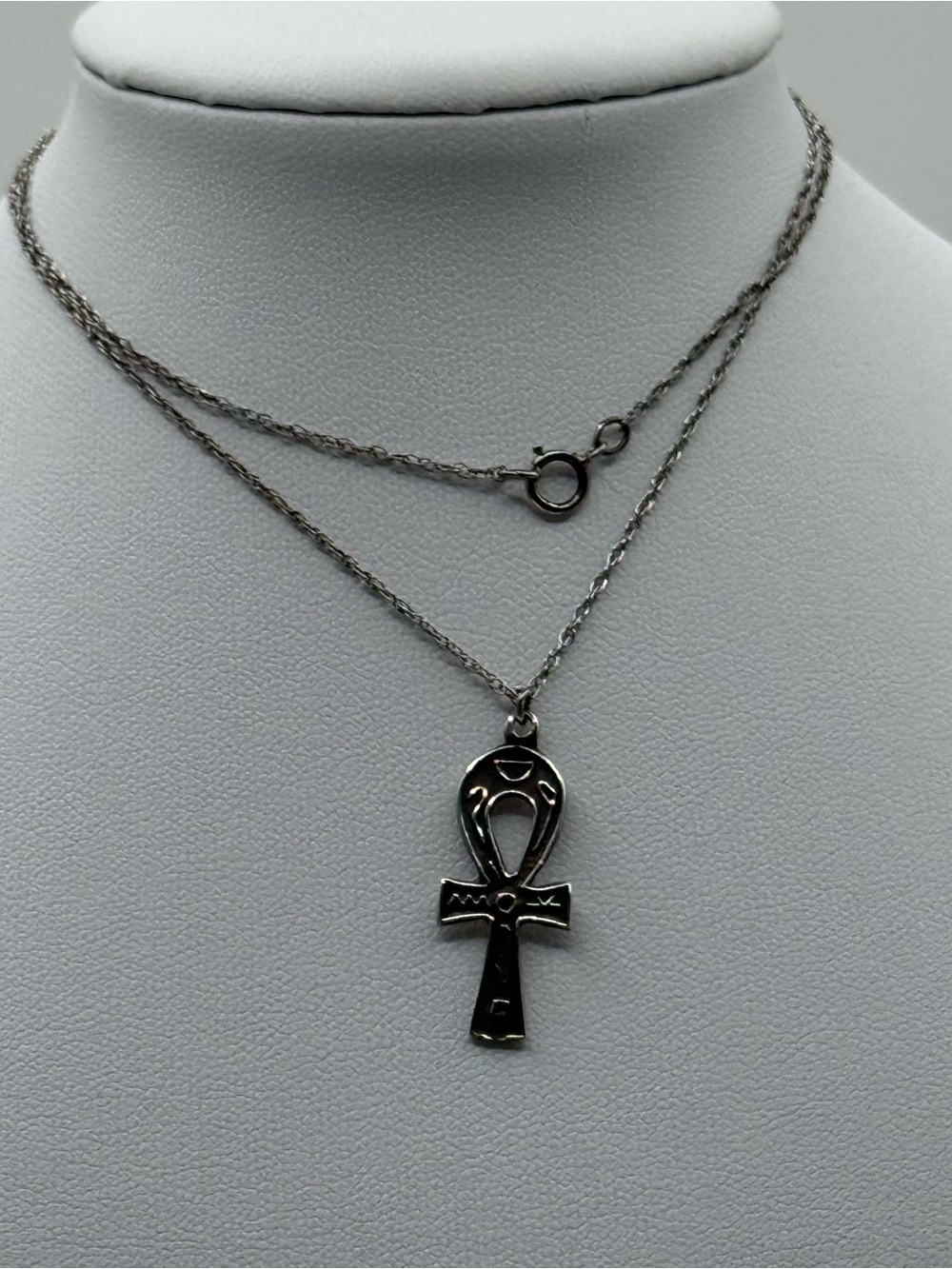 Sterling Silver Ankh Pendant Necklace - Silver